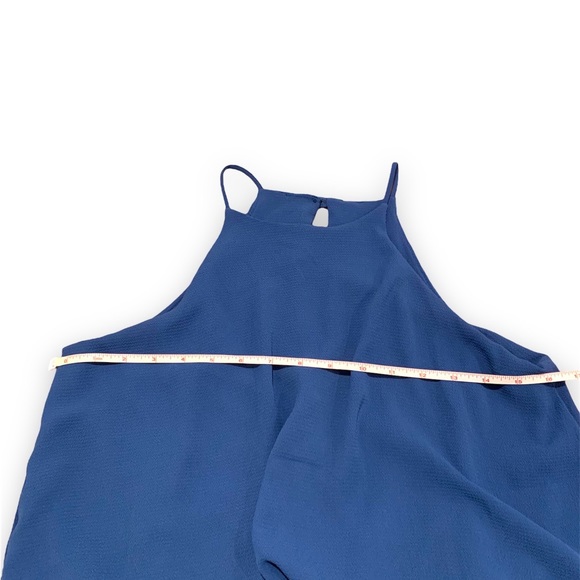 ✨ Blue Sleeveless Romper with Flowy Top and Pocket - Picture 8 of 8